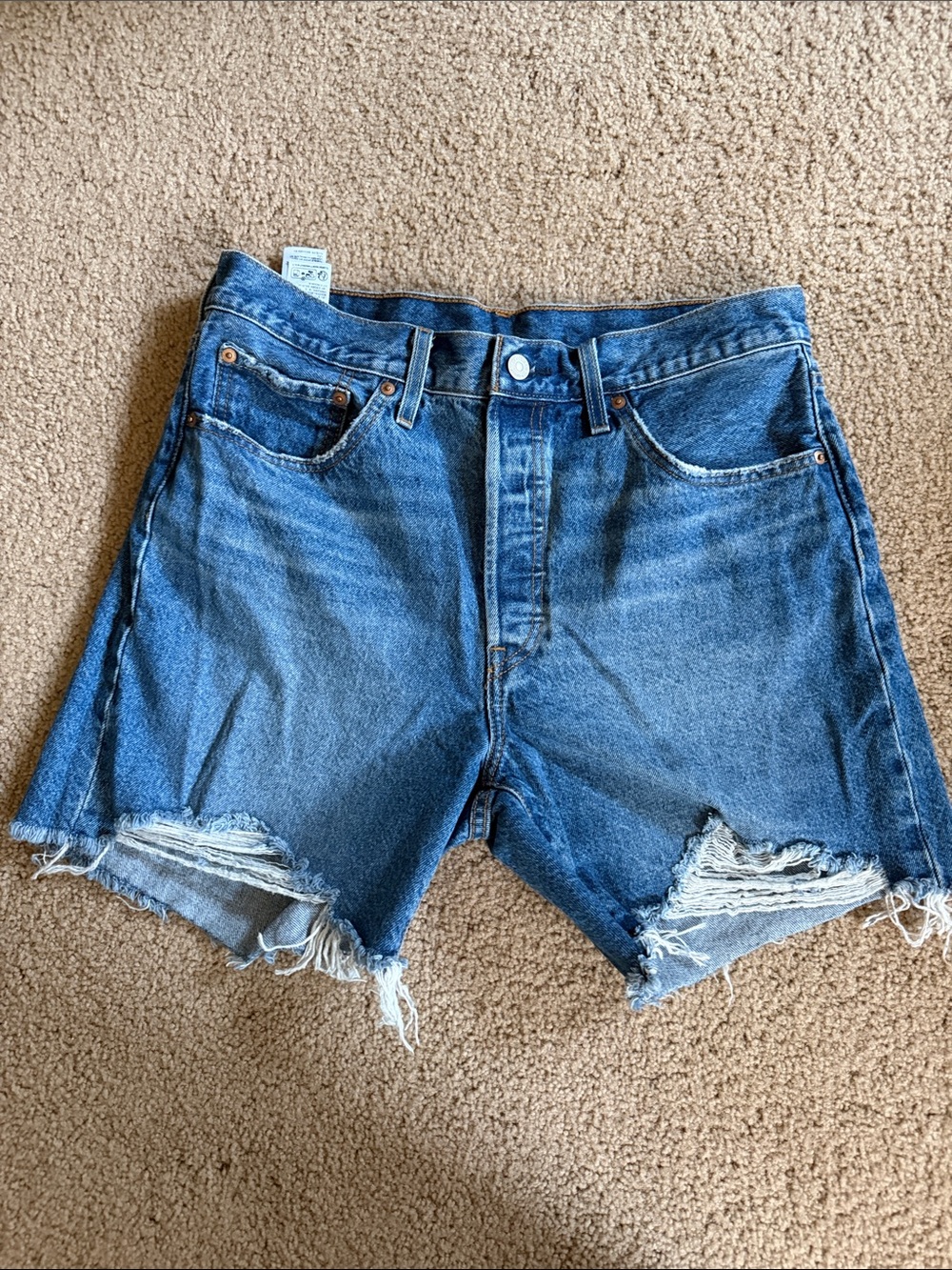 Levi's 501 Distressed Blue Denim Cutoff Shorts